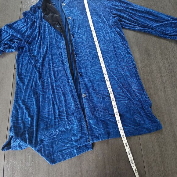 Vintage Chicos travelers Cardigan Women Size 1 Medium Blue Slinky Knit Made USA - Picture 5 of 7